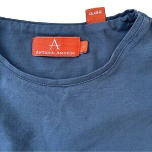 Antonio Amorim Shirt Blue Short Sleeve Casual Tee Heavy Duty Size Large